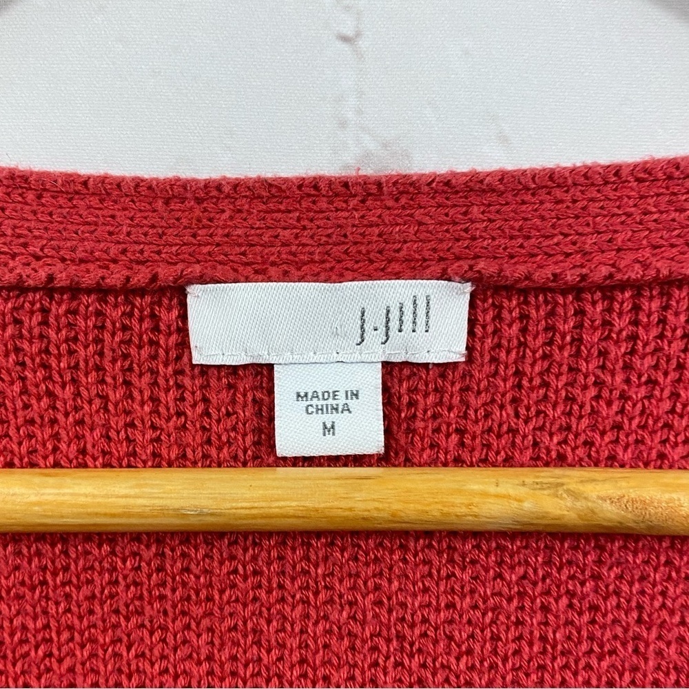 J.Jill Zip Up V-Neck Knit Cardigan Womens Size Medium Salmon Color - Picture 3 of 12